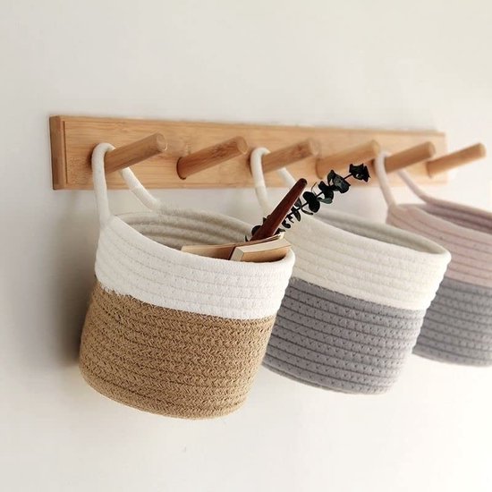 Gevlochten mand, 1 set, rechthoekige rotan mand, tempel, decoratieve mand, stapelbare waterhyacint, organizer, manden, macramé, box, rekmand voor geschenkmand, broodmand, snacks, bewaren (4 5 6