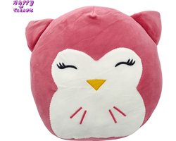 foto van Happy Trendz® - Squish Knuffel Kussen Squish 23 cm groot - Smiley Roze - Kussen - knuffel - Kawaii Kussen - Squishy Pillow - 2023 Hype - Must Have Pluche Plushe - Fluffy - Super Zacht - 23 cm Groot
