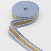5 meter Gestreepte Tassenband,Breedte 32MM, Kleur 159 Blauw/Beige