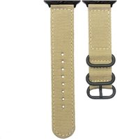 Nylon bandje - geschikt voor Apple Watch Series 1/2/3/4/5/6/7/8/9/SE/SE 2 met case size 38 mm / 40 mm / 41 mm - beige