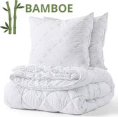 Droomtextiel Bamboe Dekbed + 1 Bamboe Hoofdkussen - Eenpersoons 140x220 cm - Extra Lang - Warmteklasse 2 - Anti-allergisch - Soepel en Zacht