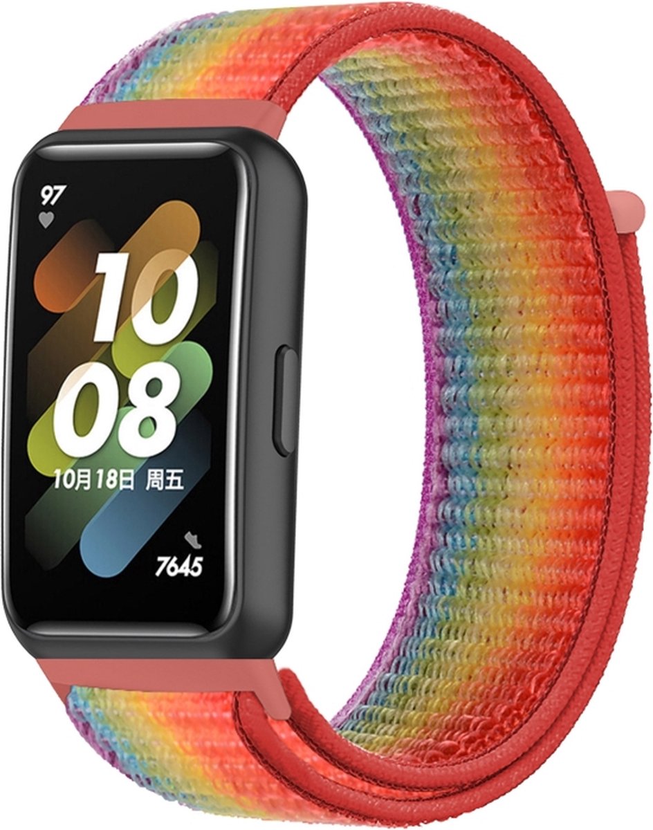 Nylon bandje - geschikt voor Huawei Band 7 - regenboog