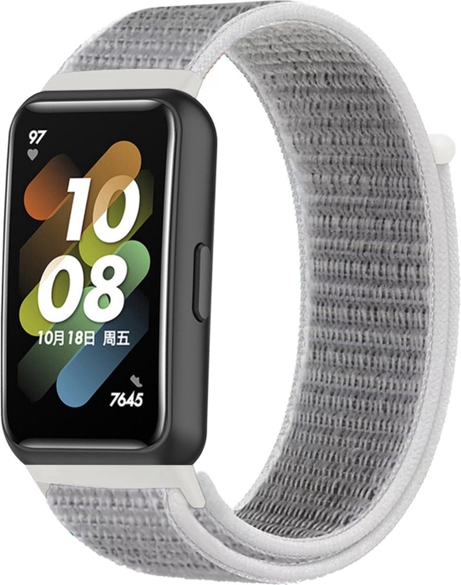 Nylon bandje - geschikt voor Huawei Band 7 - gebroken wit