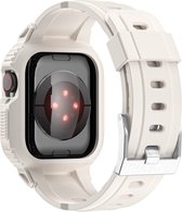 Siliconen bandje - geschikt voor Apple Watch Series 1/2/3/4/5/6/7/8/9/SE/SE 2 met case size 38 mm / 40 mm / 41 mm - gebroken wit