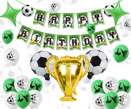 Daily Essentialz Voetbal Versiering Verjaardag - Voetbal Versiering - Voetbal Slaapkamer - FIFA 23 - FIFA 24 - Voetbal Ballonnen - Voetbal Slingers - Ek Voetbal 2024 - Hollandse Cadeautjes