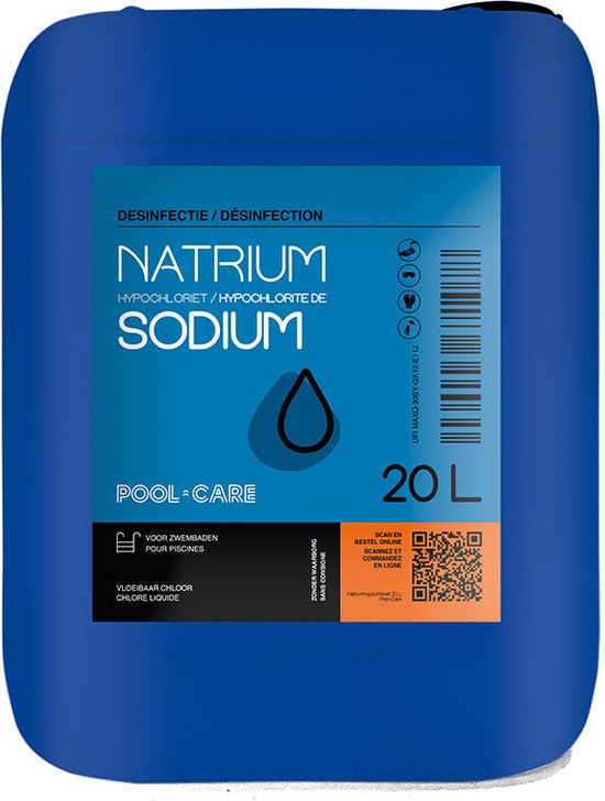PoolCare Vloeibaar chloor zwembad Natriumhypochloriet 13 wegwerpbidon 20 l bol