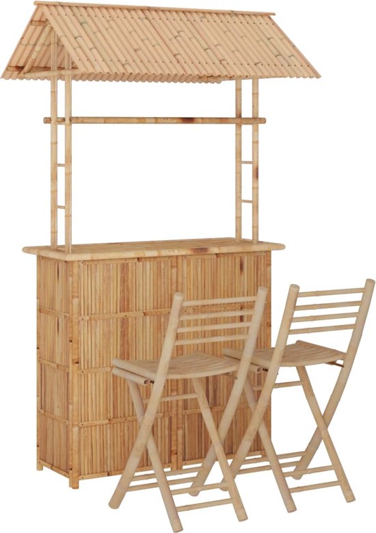 vidaXL Ensemble de bar 3 pièces Bambou - Ensemble de bar - Ensembles de bar - Ensemble de jardin - Set de Jardin