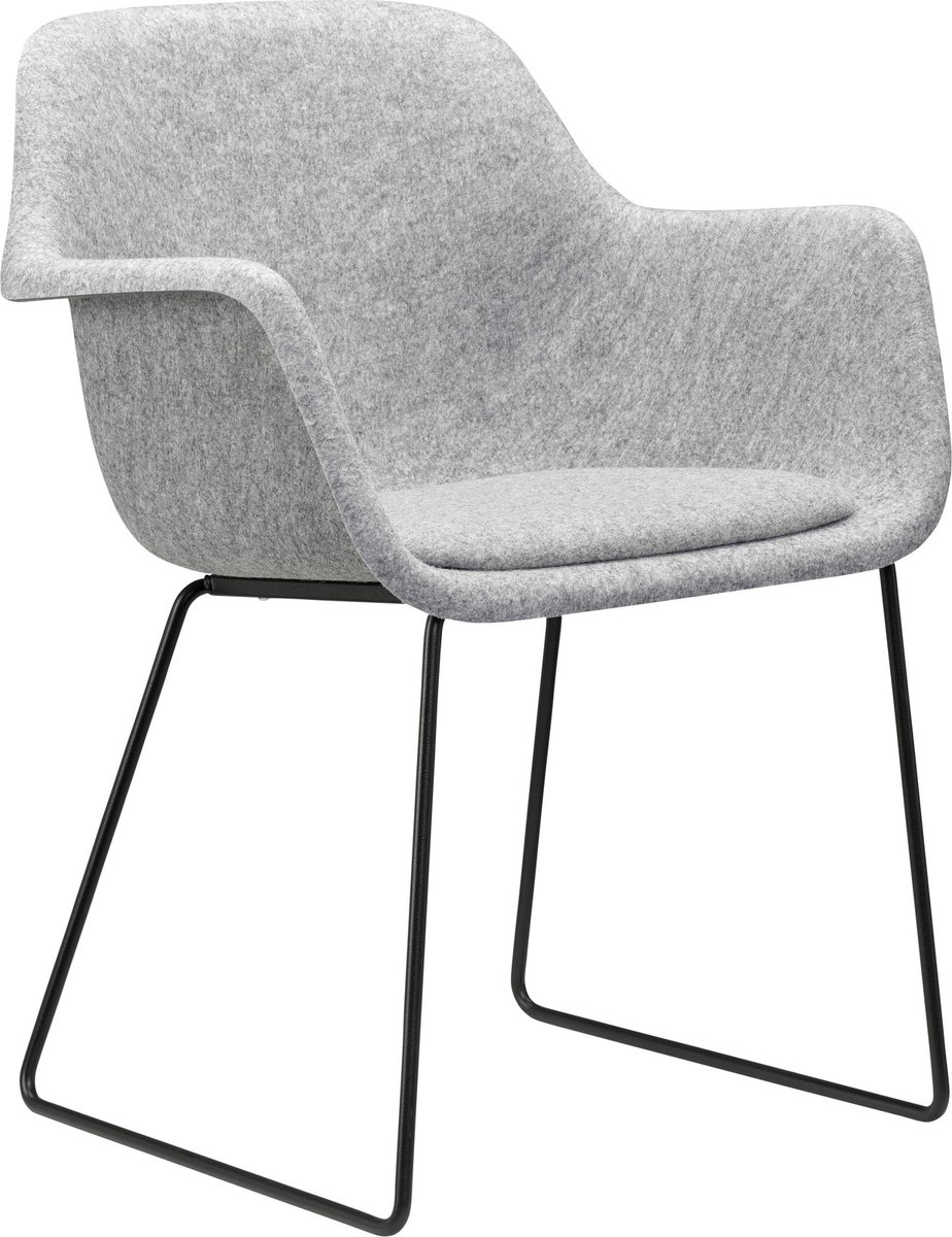 Felt - PET Stoel Lichtgrijs - Zwart Frame - 100% recycle plastic en staal - Zitting Grijs (Fair Furniture Group – Nederlands Familiebedrijf)