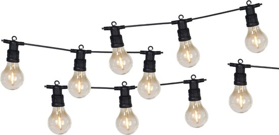 Anna's Collection - Guirlande lumineuse extérieur - Filament - 10 ampoules LED - 10 mètres - Guirlande lumineuse connectable - Éclairage d'ambiance extérieur - Éclairage de fête de fête - Lumières de fête