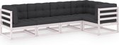 vidaXL - 5-delige - Loungeset - met - kussens - massief - grenenhout