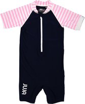 JUJA - UV Zwempak voor baby's - korte mouwen - Stripy - Donkerblauw/Roze - maat 74-80cm