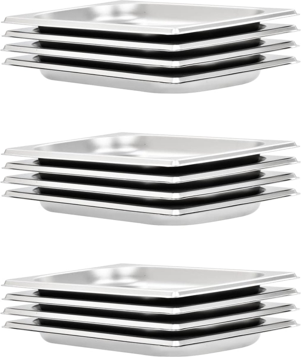 vidaXL - Gastronormbakken - 12 - st - GN - 1/4 - 20 - mm - roestvrij - staal