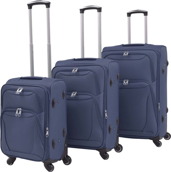 vidaXL - Trolleyset - marineblauw - 3-delig