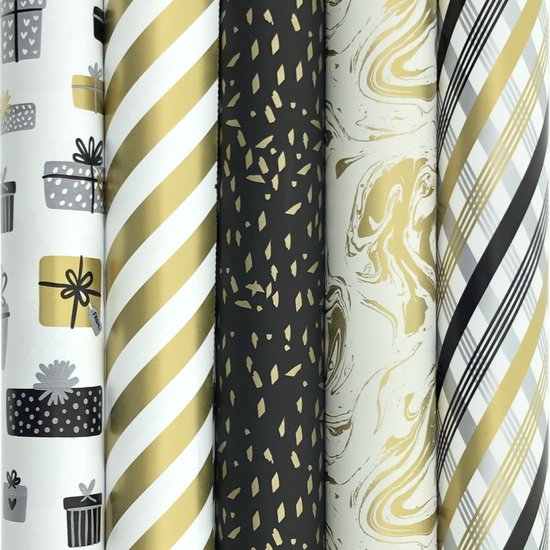 Gatsby 2 cadeaupapier - assortiment inpakpapier - 2 meter x 70 cm - 5 rollen