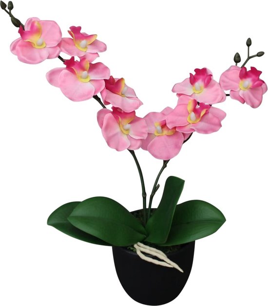 vidaXL - Kunstplant - orchidee - met - pot - 30 - cm - roze
