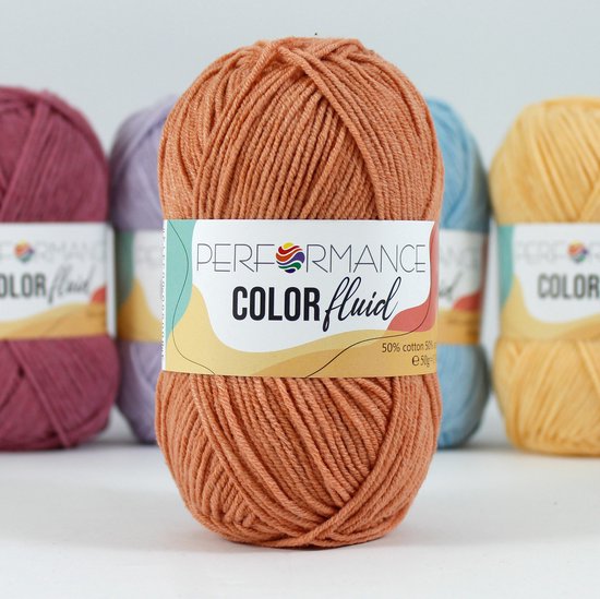 Performance Colour Fluid - fil coton/acrylique crochet/tricot - marron (3002) - 5 pelotes