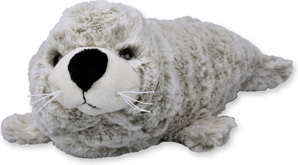 Inware Zeehond pup knuffel - liggend - beige - polyester - 20 cm - pluche
