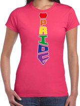 Bellatio Decorations Gay Pride shirt - pride stropdas - regenboog - dames - roze XXL