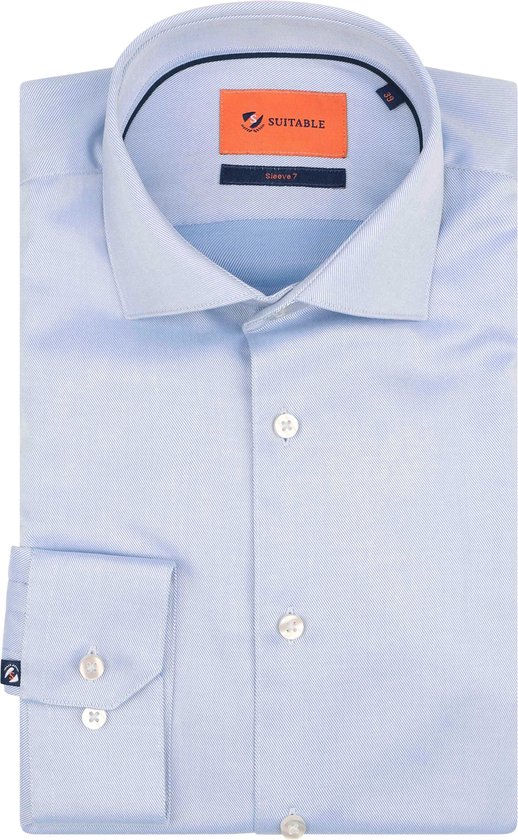 Suitable - Overhemd Twill Sleeve 7 Lichtblauw - Heren - Maat 40 - Modern-fit