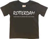 Rotterdam Kinder t-shirt | Rotterdam daar ken ik lekker me eige weze | Verjaardagkado | verjaardag kado | grappig | jarig | Rotterdam | Feyenoord | cadeau | Cadeau | Zwart/wit | Maat 158/164