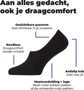 Onzichtbare sneakersokken - maat 39/42 - 2 paar - footies - naadloos - anti-slip hak - dames - no show - zwart