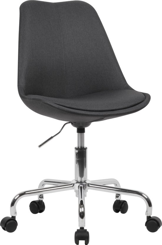 Rootz Bureaustoel van zwarte stof - Design draaistoel met rugleuning - Werkstoel - Kuipstoel met zwenkwielen - Max. belasting 110 kg