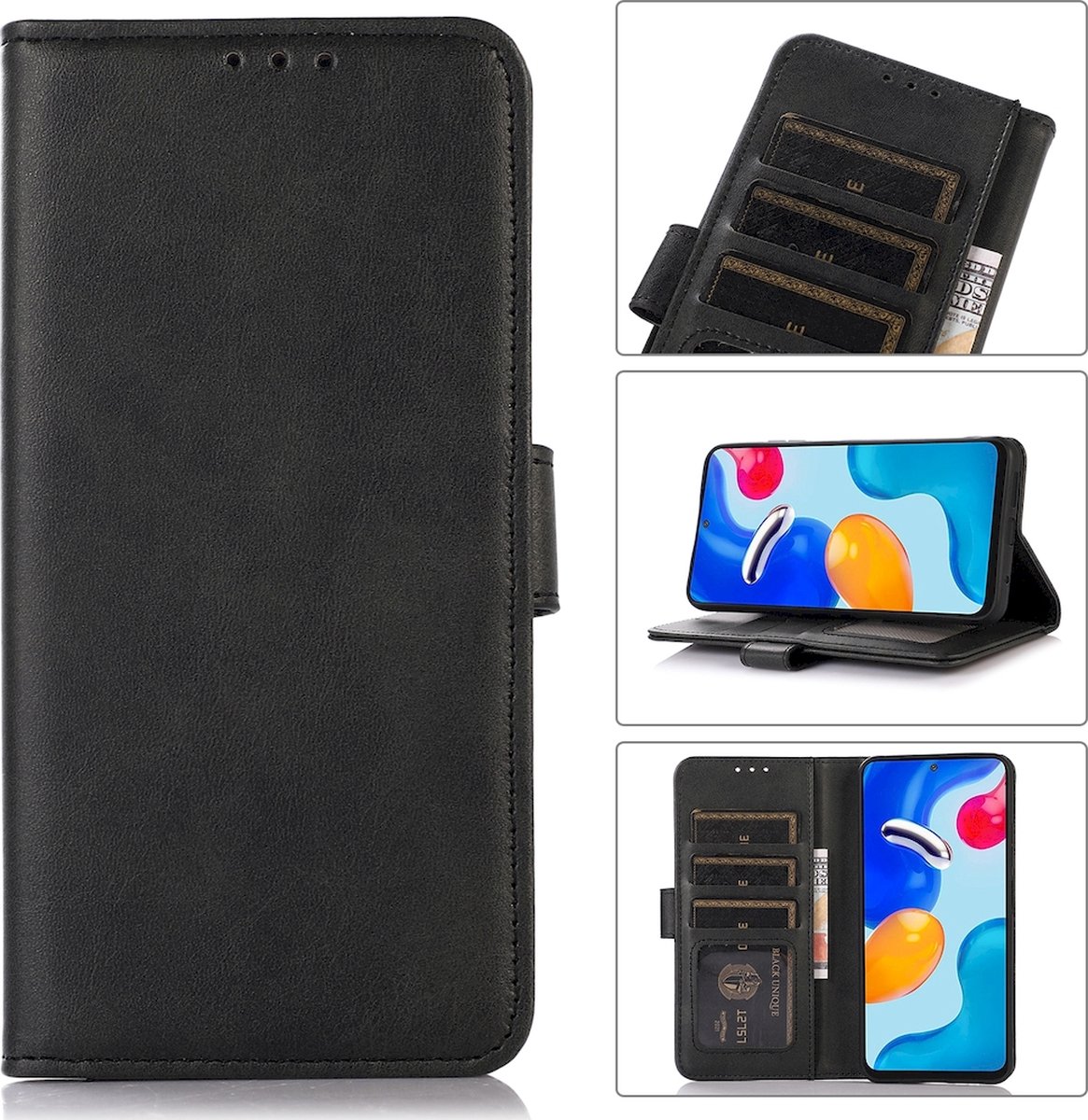Mobigear Telefoonhoesje geschikt voor Apple iPhone 15 Hoesje | Mobigear Wallet Bookcase Portemonnee | Pasjeshouder voor 3 Pasjes | Telefoonhoesje voor Pinpas / OV Kaart / Rijbewijs - Zwart
