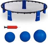 Set de balles à crampons Relaxdays - filet rond avec 3 balles - set de balles rondes - sac de transport et pompe - bleu