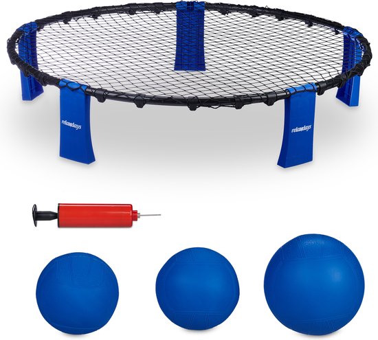 Foto: Relaxdays spikeball set roundnet met 3 ballen draagtas en pomp tuin strand of park