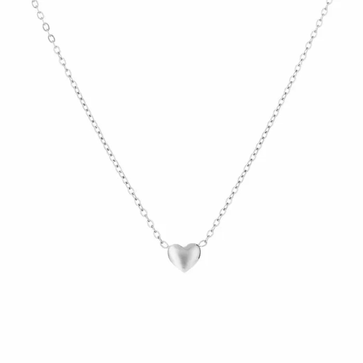 Ketting Heart - Michelle Bijoux - Ketting - 40 + 5 cm - Stainless Steel - Zilver-Moederdag-Valentijn-Cadeau-Kerst-Sinterklaas-trendy-stainless steel