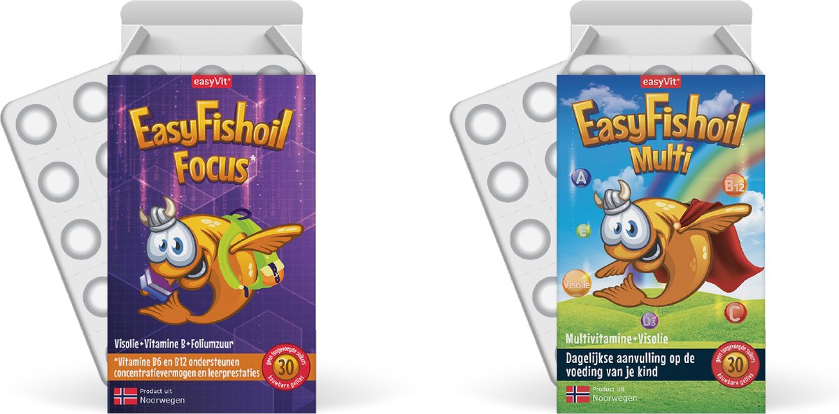Goedkoopste EasyFishoil - Omega 3 voordeelpakket voor kinderen - EasyFishoil Focus EasyFishoil Multi