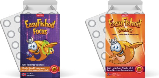 EasyFishoil - Omega 3 voordeelpakket voor kinderen - EasyFishoil Focus + EasyFishoil Defence