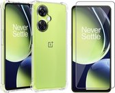 Hoesje geschikt voor OnePlus Nord CE 3 Lite - Screen Protector GlassGuard - Back Cover Case ShockGuard Transparant & Screenprotector