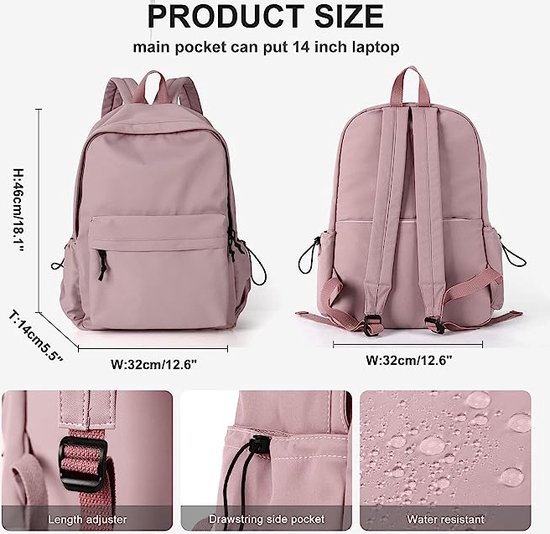 Tanou Schoolrugzak voor tienermeisjes, schooltassenset met studententas, etui, ademende schooltas, groot, met laptopvak voor 15,6 inch laptop, lila Tanou Schoolrugzak voor tienermeisjes, schooltassenset met studententas, etui, ademende schooltas, groot, met laptopvak voor 15,6 inch laptop, lila
