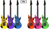 12x Opblaas gitaar 90cm assortie kleuren - muziek gitaren fun festival thema feest band pop