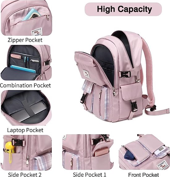 Casual Rugzak Meisje Schooltas Jongen Daypacks Grote Laptop Tas Studenten College Daypacks Boekentas fit 15.6 inch Laptop Tieners Reizen Lente Uitje