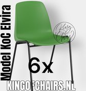 King of Chairs -set van 6- model KoC Elvira lichtgroen met zwart onderstel. Kantinestoel stapelstoel kuipstoel vergaderstoel tuinstoel kantine stoel stapel kantinestoelen stapelstoelen kuipstoelen stapelbare keukenstoel Helene eetkamerstoel