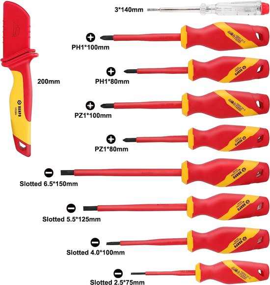 Weytoll Magnetische Schroevendraaierset 13-delige Geïsoleerde 1000V Set Met Bits En Spanningstester