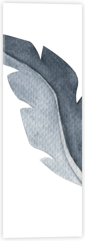 Acrylglas - Tekening van Grijs met Lichtgrijze Hoekige Dierenveer tegen Witte Achtergrond - 20x60 cm Foto op Acrylglas (Wanddecoratie op Acrylaat)