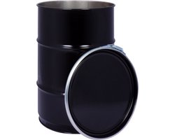 Olievat met deksel - prullenbak - 60 liter - staal - zwart
