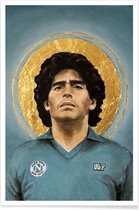 JUNIQE - Poster Football Icon - Diego Maradona -60x90 /Blauw & Geel