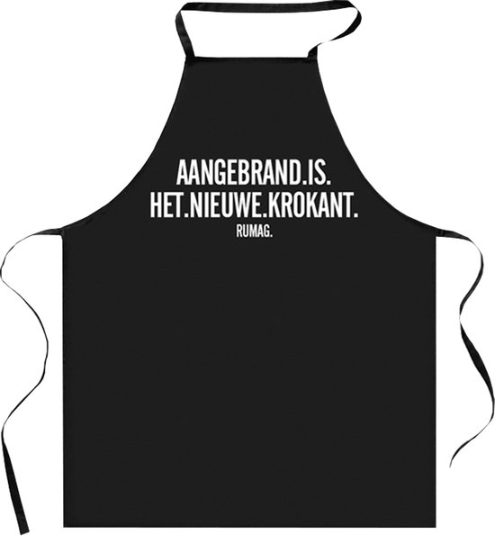 Rumag Schort - Aangebrand is het nieuwe krokant - Kookschort met grappige leuke tekst