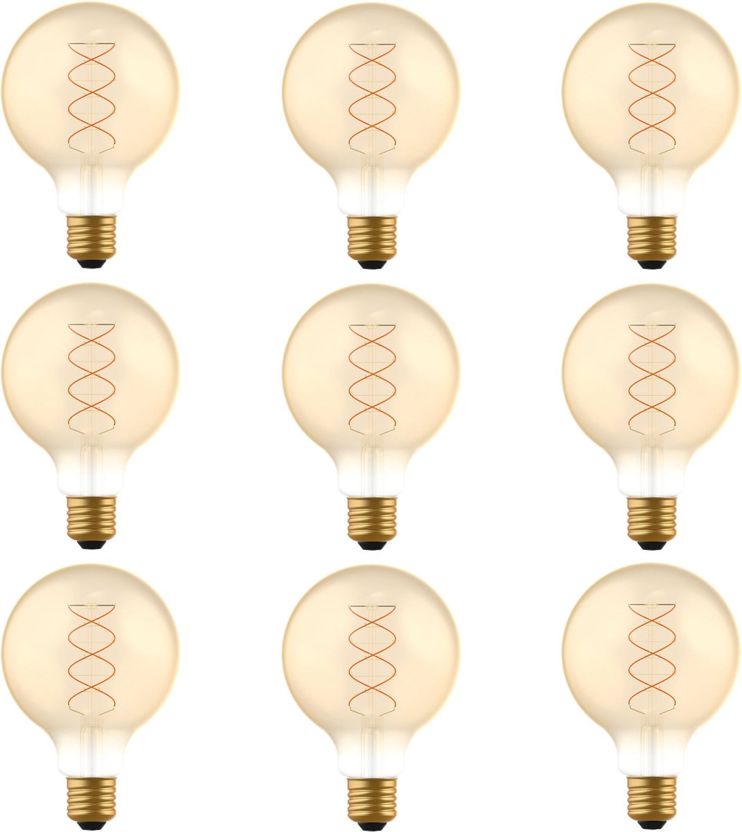 LED VINTAGE E27 Filament lamp - ⌀ 95 mm – Dimbaar – 9-pack G95 led lampen
