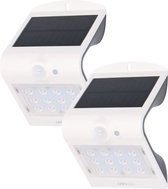 LED Solar buitenlamp met bewegingssensor & licht sensor - 220 lm - 1.5W - 2 x wandlamp