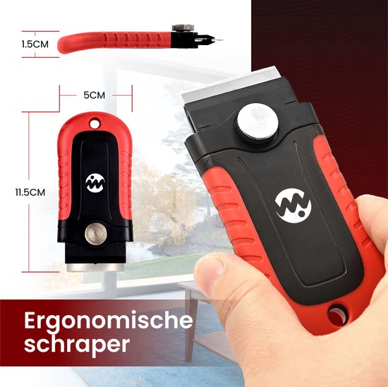 Inductie Maatje® – De Originele Glasschraper – inductie kookplaat schraper – Geschikt voor glas oppervlakten - 10 RVS mesjes
