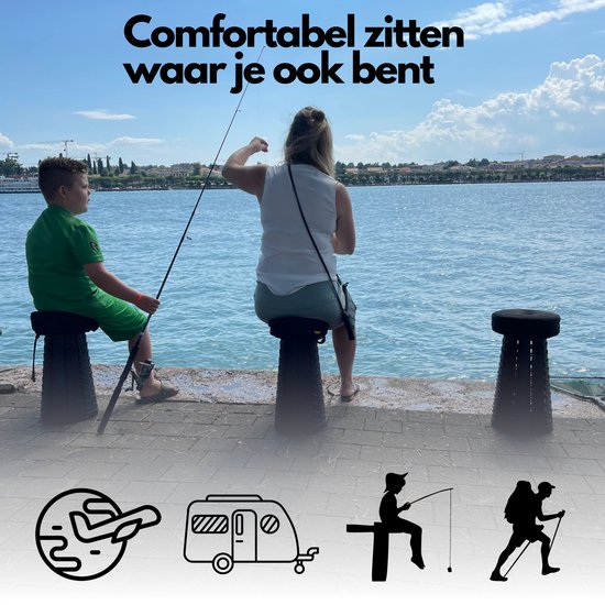 Buvel® Opvouwbare kruk - Kruk - Campingstoel - Inklapbaar - Telescopisch - Visstoel - Voetenbankje - Groen - Vierkant - Met kussen van Merkloos — afbeelding 4