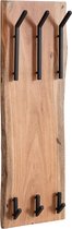 Rootz Kapstok - Acacia massief hout met metaal - 35,5x100x11cm - 2-rij haakrail - Wandkapstok voor hal