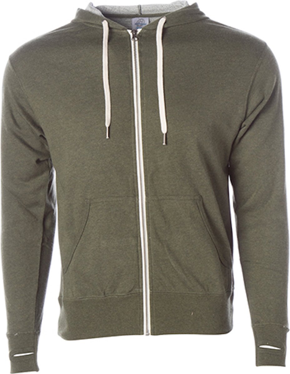 Independent Unisex Midweight French Terry Zip Hood NP354 Heather Olijf