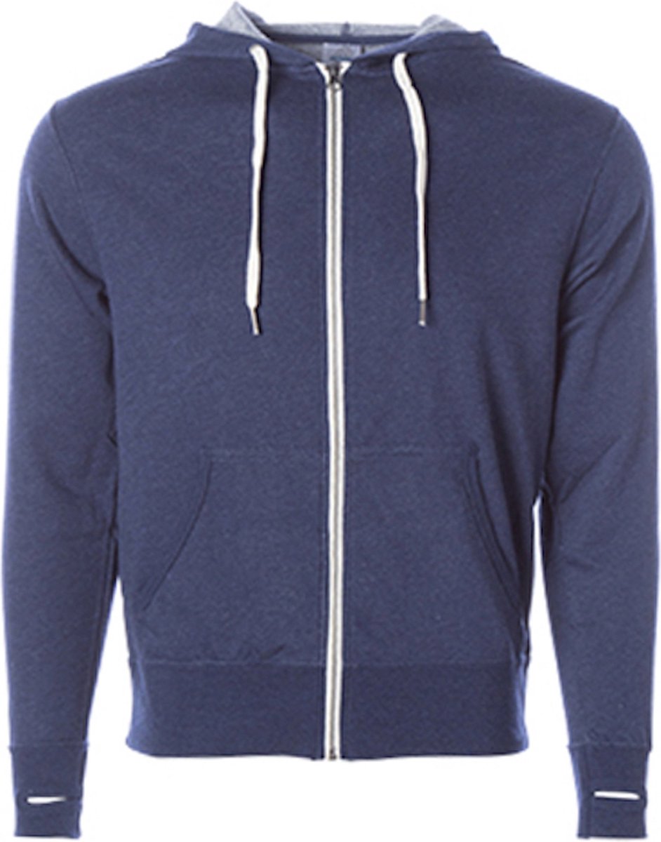 Unisex Zipped Hoodie ‘French Terry’ met capuchon Marineblauw