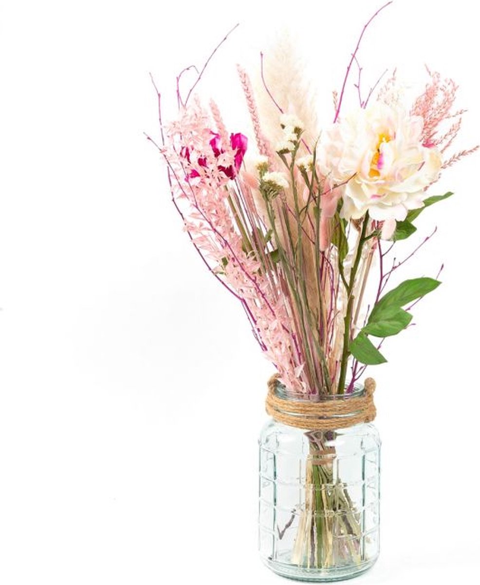 BloomGift | Droogbloemen | Droogboeket Pink & Silk Blush | Excl. Vaas